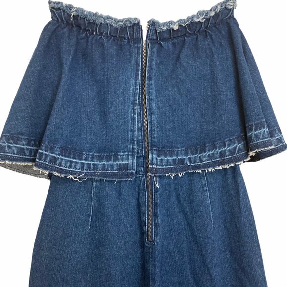 JOA LA Wide Leg Cropped Strapless Denim Jumpsuit - Picture 9 of 9